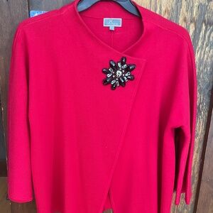JM Collection Petite Large red sweater